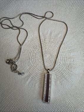White House Black Market leather bar long necklace